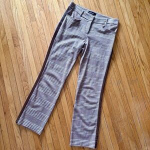 CAMBIO Camel & Cream Knit Trousers | Vegan Patent Stripes - Sz 8